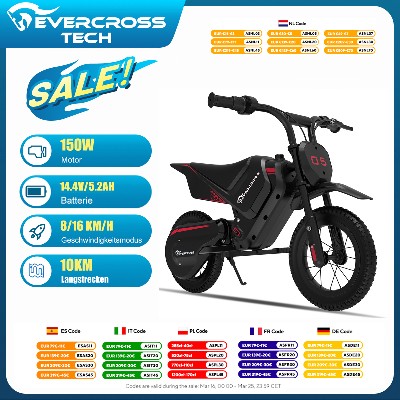 EVERCROSS TECH EV05M Motocykl elektryczny dla dzieci 150 prędkości 816 kmh żywotność baterii do 10 km Motocykl krzyżowy 12 cali dla