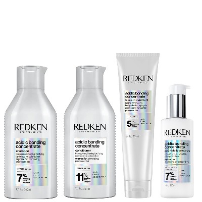 Redken Acidic Bonding Concentrate Shampoo 300ml Conditioner 300ml Leavein Treatment 150ml and 247 Night Day Serum Bundle