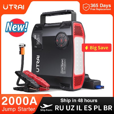 UTRAI 2000A Jump Starter Power Bank 16000mAh 150PSI Sprężarka powietrza Pompa do opon Przenośna ładowarka Wzmacniacz samochodowy Urządzenie rozruchowe