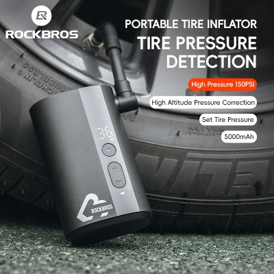 ROCKBROS Mini pompa 150psi przenośna jazda na rowerze elektryczna pompa powietrza 5V2A typC zewnętrzna przenośna MTB szosowa pompy motocyklowe