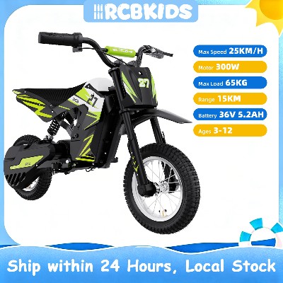 RCB KIDS R9X Elektryczny motocykl dla dzieci 300W akumulator 36V 52Ah prędkość 155 MPH zasięg 93 mil Bezpieczna zabawka świetny prezent do ogrodu parku wiek 312 lat