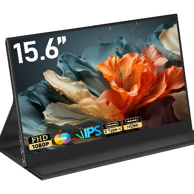 Amoudo 156calowy Przenośny Monitor 1920x1080P Rozszerzający Ekran Panel IPS LCD Otworem na Rysik Podstawa VESA USBC Mini HDMI Mobilny Wyświetlacz