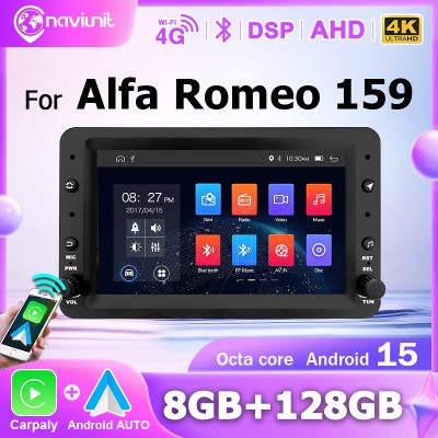 8G128G Bezprzewodowe radio samochodowe Carplay Android 15 Auto Stereo do Alfa Romeo 159 Brera Spider Sportwagon Odtwarzacz multimedialny DIN