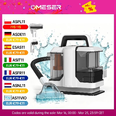 OMESER 750W Przenośny Odkurzacz do Dywanów 15KPa Ręczny Odkurzacz do Pracowania Krokach do Sierści Zwierząt Samochodu Kanapy Spryskiwacz Funkcją Ssania Zintegrowana Maszyna do Czyszczenia