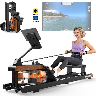 Składany wioślarz wodny do ćwiczeń domu monitorem Bluetooth udźwig maksymalny 160 kg sprzęt do ćwiczeń pomieszczeniach