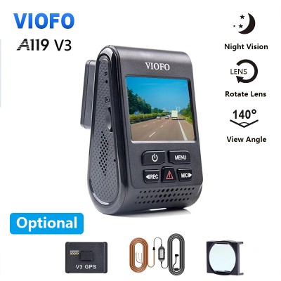 VIOFO A119 V3 2K Samochodowy Rejestrator DVR Super Night Vision Quad HD Kamery Samochodowe Tryb Parkowania Czujnik Obiektyw Rotacyjny 2560 1600P Opcjonalny GPS CPL