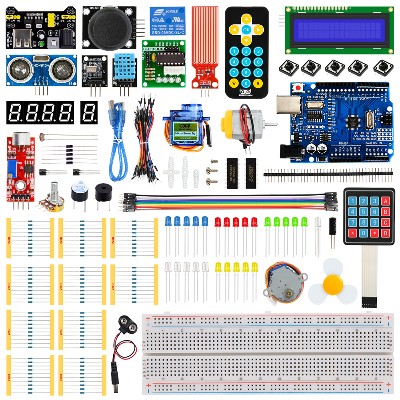 KUONGSHUN Super zestaw startowy zawierający zestaw przewodów połączeniowych Breadboard 1602 IIC R3 dla Arduino UNO samouczkiem