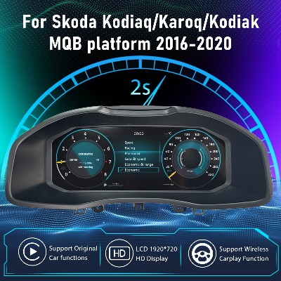 Cyfrowy zestaw wskaźników na desce rozdzielczej do Skoda KodiaqKaroqKodiak platforma MQB roczniki 1620 wirtualny kokpit prędkościomierz panel instrumentów