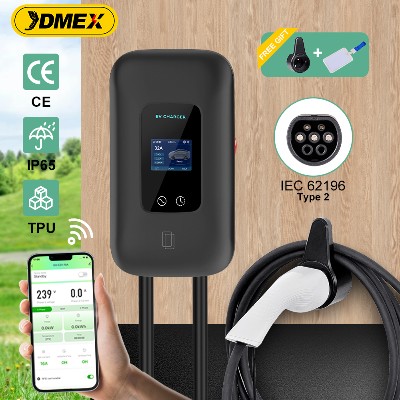 JDMEX stacja ładowania EV 1632A pojazd elektryczny ładowarka samochodowa EVSE Wallbox do montażu na ścianie 761122KW kabel typu IEC62196 kontrola aplikacji