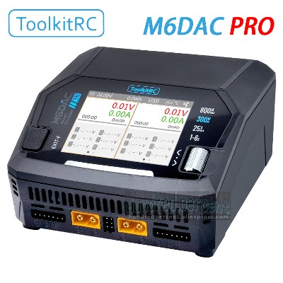 ToolkitRC M6DAC PRO V2 Inteligentna Ładowarka Dwukanałowa AC 200W DC 800W 16A Akumulator Litowy 1S 2S 3S 4S 5S 6S LiHV Lipo PD65W
