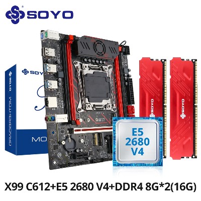 Zestaw płyty głównej SOYO X99 Gaming chipsetem C612 TPM20 procesorem E5 2680 V4 pamięcią RAM DDR4 16G 28G 2133MHz PCIE30 do komputera stacjonarnego