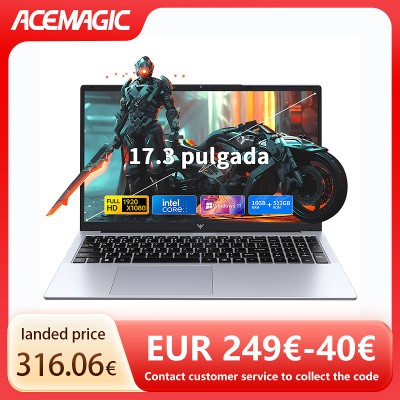 ACEMAGIC 173calowy laptop 16GB DDR4 512GB SSD IntelN97N954300 36GHz lekki przenośny wysoka rozdzielczość WiFi5 180 otwarty