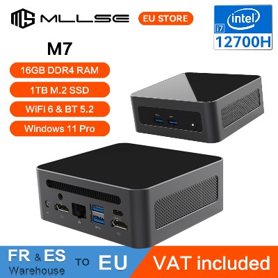 MLLSE Mini PC M7 Intel Core i712700H Procesor DDR4 16GB RAM 1TB SSD WiFi Bluetooth 52 Windows 11 Pro Mini Komputer Stacjonarny