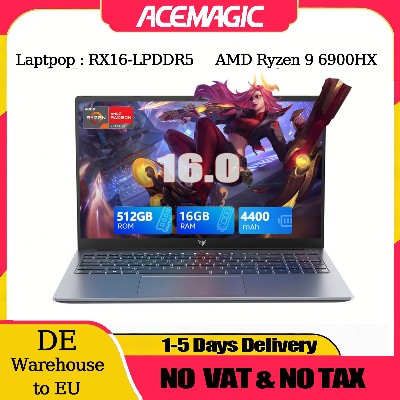 Laptop ACEMAGIC 16 FHD Gaming Laptop AMD Ryzen 7735HSH255 16GB RAM 512GB SSD Windows 11 Pro Notebook Podświetlana Klawiatura Wifi6 BT52