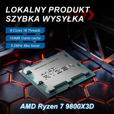 Procesor AMD Ryzen 9800X3D CPU R7 9800X3D 8rdzeniowy 16wątkowy 47GHz L396M DDR5 Socket AM5 Zen Bez chłodzenia Dla B850B650