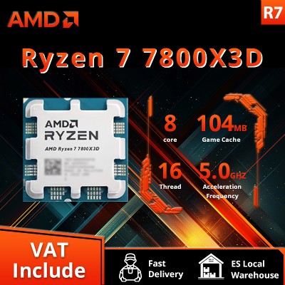AMD RYZEN 7800X3D Procesor do Gier AMD R7 7800X3D 8rdzeniowy 16wątkowy 5NM 96M Socket AM5 Bez Wentylatora Cache do Gier Gorący Bez Wentylatora