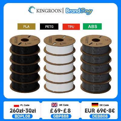 KINGROON Filament do drukarek 3D PLA PETG TPU ABS 5KG Pakiet 175 mm Bez bąbelków Plastik rolek kg Losowa szpula