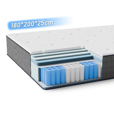 Materac rdzeniem sprężynkowym kieszeniowym 180 200 25 cm H3 stref pianką diatomową wsparciem ortopedycznym