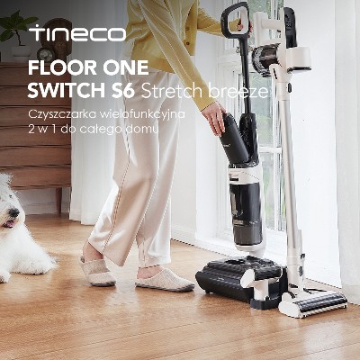 Odkurzacz Tineco FLOOR ONE Switch S6 Stretch Breeze Stretch S6 Combo 2w1 do odkurzania na mokro na sucho 180 Odkurzacz pionowy funkcją samooczyszczania zapobiegający plątaniu się