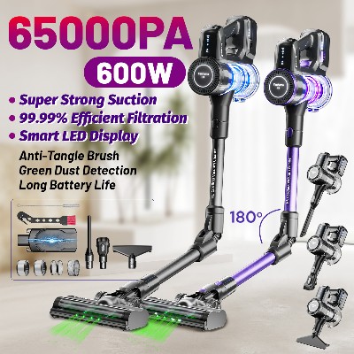 Yanhama 65KPA600W 180 Składany odkurzacz bezprzewodowy szczotką zapobiegającą plątaniu włosów mocnym ssaniem wyjmowaną baterią 60 minutami pracy