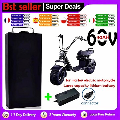 Akumulator do motocykla elektrycznego Harley Two Theeled 60V 20Ah 30Ah 40Ah baterie litowe 18650 wodoodporny do skuterów Citycoco składanych skuterów