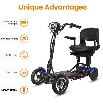 Skuter elektryczny 4kółowy podwójny silnik 500W bateria litowa 36V 18Ah lekki składany długi zasięg 50km