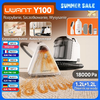 Uwant Y100 18KPa Odkurzacz do dywanów szczotką natryskową przenośny samooczyszczający się do czyszczenia sof samochodów butów usuwania sierści zwierząt zapachów