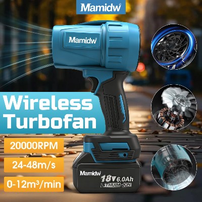 Wentylator chłodzący Mamidw 2448ms wentylator turbo mocne narzędzie elektryczne 2000W odpowiednie do czyszczenia samochodów podwórek na zewnątrz kompatybilne akumulatorem Makita 18V PIN