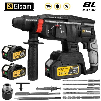 Gisam bezszczotkowa elektryczna wiertarka udarowa 26MM wielofunkcyjna bezprzewodowa wkrętarka akumulatorowa do pinów akumulatorowych Makita 18V