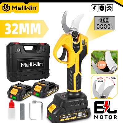MELLWIN Bezszczotkowe Sekatory Elektryczne 32mm do Gałęzi Drzew Owocowych Bonsai Bezprzewodowe Nożyce do Przycinania Narzędzia Elektryczne do Akumulatorów Makita 18V
