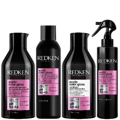 Redken Acidic Color Gloss SulphateFree Shampoo 300ml Glass Gloss Treatment 237ml Conditioner 300ml Leavein Treatment 190ml