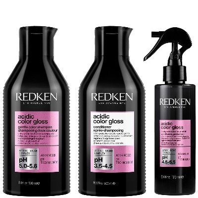 Redken Acidic Color Gloss SulphateFree Shampoo and Conditioner 500ml and Heat Protection Leavein Treatment 190ml Bundle