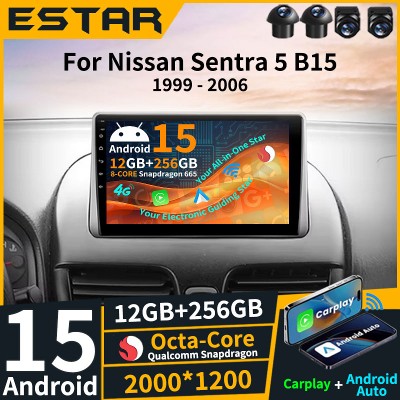 Bezprzewodowe Carplay Android 15 Radio Samochodowe do Nissan Sentra B15 1999 2006 RDS Kamera 360 4G LTE DTS BT Multimedia GPS Audio DSP