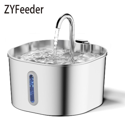 ZYFeeder 22L Automatyczna fontanna dla kota Kwadratowy podajnik wody dla zwierząt ze stali nierdzewnej Fontanna dla psa okienkiem Bez wtyczki 5V 1A