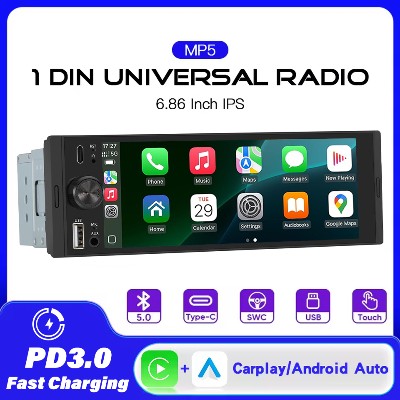 Uniwersalne radio samochodowe 1DIN 686 cala MP5 obsługą bezprzewodowego Carplay Android AUTO AUX USB BT dotykowym ekranem odtwarzaczem multimedialnym wideo