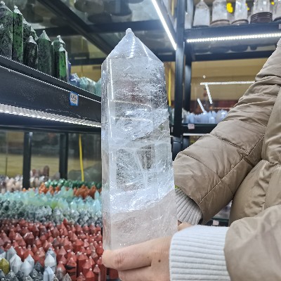 1kg 79cm Natura opal punkt kryształowy sześciokątny pręt punkt kryształ kwarcowy Ornament mineralny nowoczesna dekoracja wnętrz mały Decora prezent