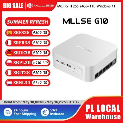 Mllse G10 Mini PC Nowy AMD Ryzen 255 24GB DDR5 RAM 1TB SSD WiFi BT52 USB40 Windows 11 Pro Komputer Stacjonarny Mini do Gier