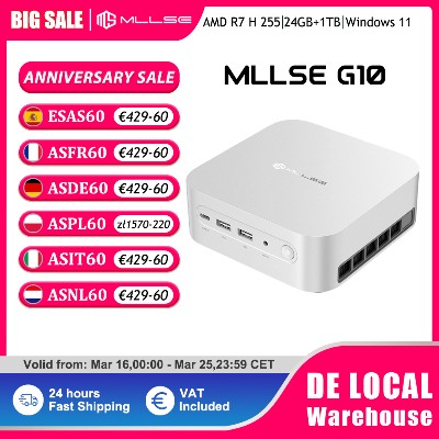 Mllse G10 Mini PC Gaming AMD Ryzen 255 24GB DDR5 RAM 1TB SSD Windows 11 Pro WiFi BT52 USB40 Komputer Stacjonarny Mini