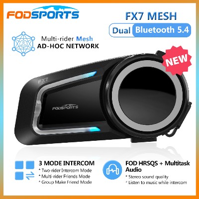 Fodsports FX7 Mesh domofon zestawy słuchawkowe do kasku motocyklowego podwójny komunikator motocyklowy Bluetooth 54 dla 10 zawodników 2000 udostępnij muzykę FM