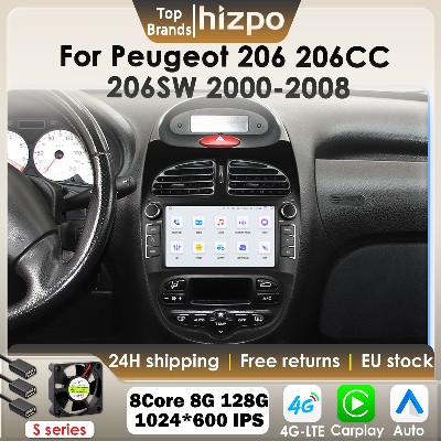 Radio samochodowe Hizpo cali 2Din Androidem do Peugeot 206 206CC 206SW 20002008 odtwarzacz multimedialny nawigacja GPS Carplay 4G DSP RDS BT