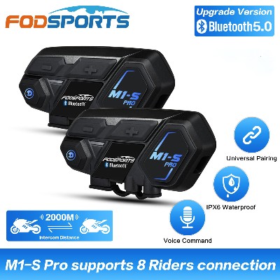 Fodsports M1S Pro domofon do kasku motocyklowego 2000M bezprzewodowy zestaw słuchawkowy Bluetooth Intercomunicador Moto słuchawki dla kierowców