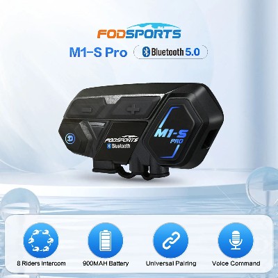 Fodsports M1S Pro Interkom motocyklowy Kask Zestaw słuchawkowy Bluetooth Moto BT Interphone zawodników 2000M