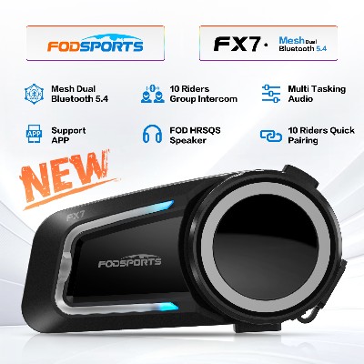 Fodsports FX7 domofon do kasku motocyklowego Mesh zestaw słuchawkowy do kasku Bluetooth domofon motocyklowy 10 jeźdźców 2000M radio FM BT54