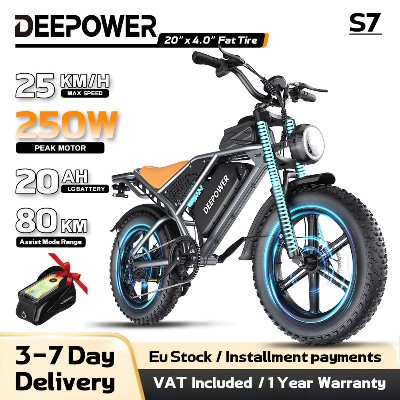 DEEPOWER QS7 2000W Rower Elektryczny 204 EBike Grubymi Oponami 48V20Ah Wyjmowana Bateria 7Biegowy Rower Elektryczny dla Dorosłych Podwójnymi Hamulcami Tarczowymi