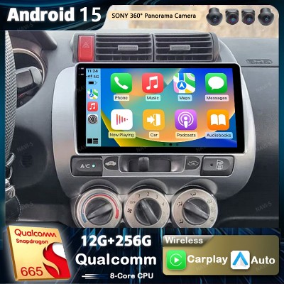 Android 15 dla Honda Jazz GD 2001 2008 pasuje do Fit 20012009 2K QLED Android Radio Samochodowe Multimedialne Odtwarzacz Wideo GPS 4G CarPlay Stereo