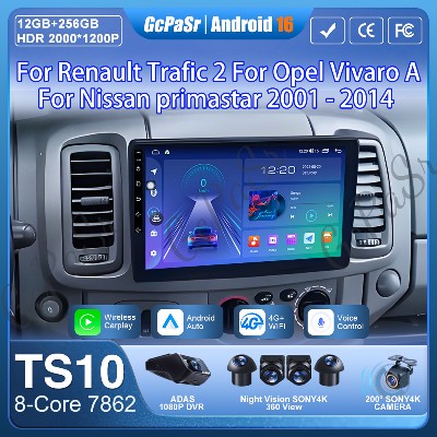 Radio samochodowe Android 16 dla Renault Trafic Opel Vivaro Nissan Primastar 2001 2014 Nawigacja GPS Carplay Android Auto