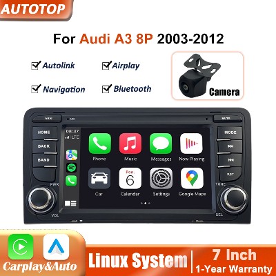 7calowy bezprzewodowy ekran dotykowy systemem Linux CarPlay Android Auto do Audi A3 8P 20032012 radio samochodowe nawigacją GPS autoradio