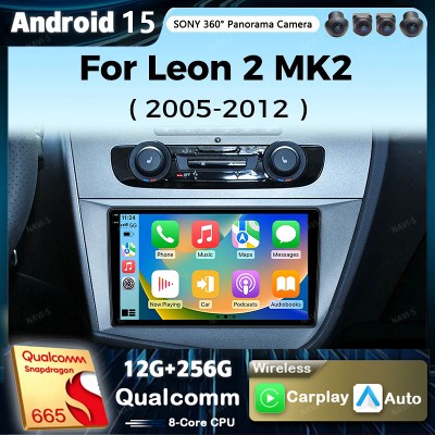 Radio samochodowe Androidem 15 do Seat Leon MK2 20052012 RHD Carplay Android Auto Qualcomm Car stereo Odtwarzacz multimedialny 4G Wifi 48EQ