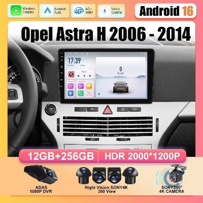 Android 16 dla Opel Astra 2006 2014 5G Wifi BT Radio Samochodowe Bezprzewodowy Carplay HDR QLED IPS Ekran Kamera 360 Radio DSP Bez 2Din DVD