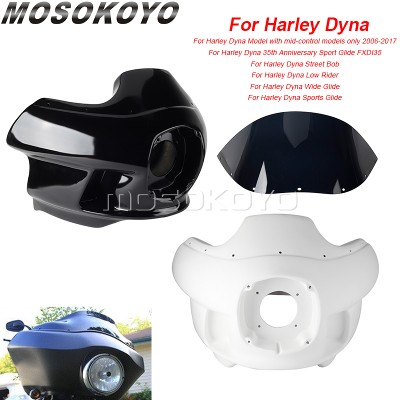Czarnobiała owiewka reflektora motocyklowego maska osłona przedniej szyby do Harley Dyna 200617 Sports Wide Glide FXD FXDI